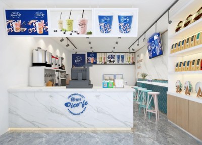 现代奶茶店3D模型下载